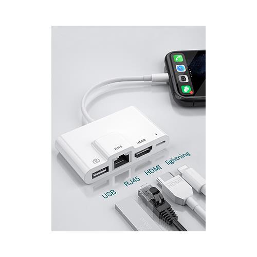 Adaptador Compatible Lightning a Ethernet, HDMI y USB  (THT-022)