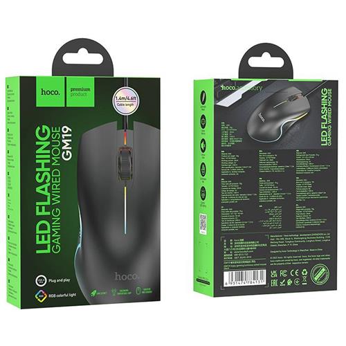Hoco GM19 Ratón Gaming Luminoso Negro