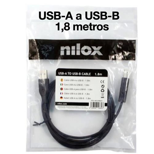 Nilox Cable Impresora USB-A TO USB-B 1.8m (NXCUSBA01)