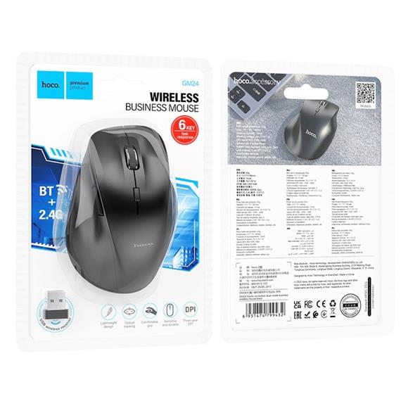 Hoco GM24 Ratón Ergonómico Inalámbrico 6 Botones Negro