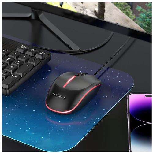 Borofone BG10 Ratón con Cable y luces LED Gaming Negro