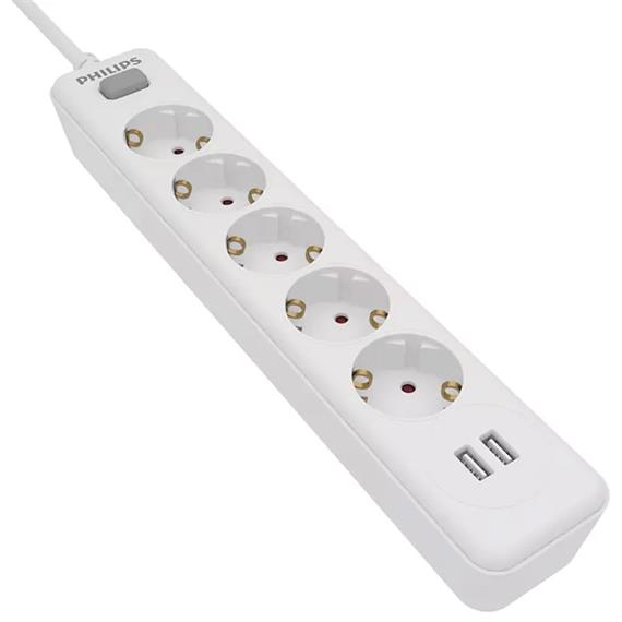 Philips SPN3052W/10 Regleta 5 Enchufes 2 Usb