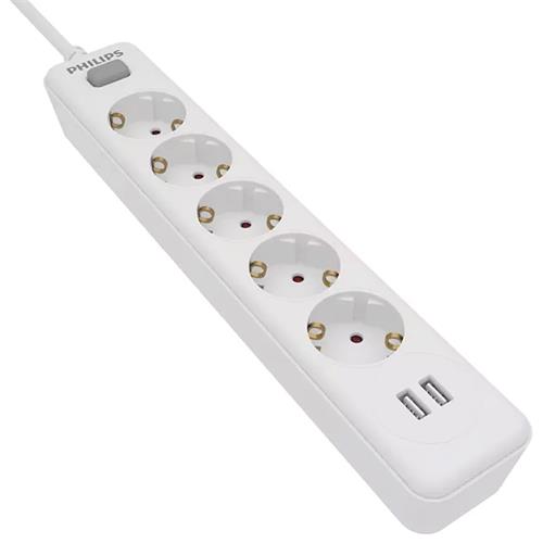 Philips SPN3052W/10 Regleta 5 Enchufes 2 Usb