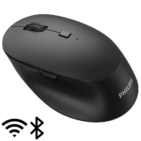 Philips SPK7607B  Ratón Inalámbrico 2.4G y Bluetooth Ergonómico