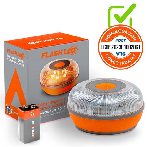 FlashLed Baliza V16 Geolocalizable Homologada 2026