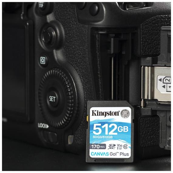 Memoria SDXC 512GB Kingston Go Plus 170R C10 UHS-I U3 V30
