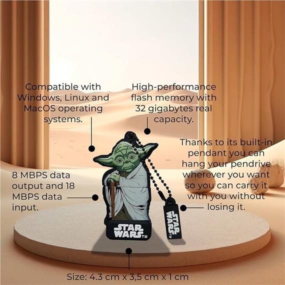 Memoria pendrive USB 32GB Yoda de Star Wars (SWPEN004)
