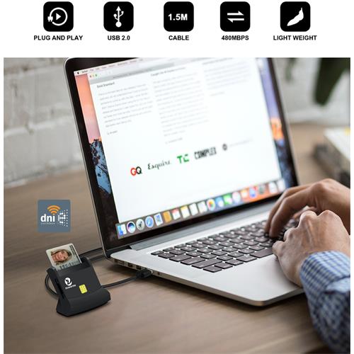 Zoweetek Lector de DNI, tarjetas inteligentes y SIM (12026-10)