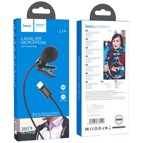 Hoco L14 Micrófono Lavalier 360º con clavija Lightning certificada