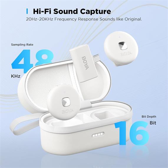 BOYA Omic-U Micrófono Inalámbrico Compacto 2.4GHz Tipo-C Blanco