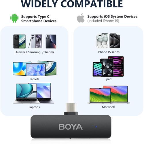 BOYA V4U Micrófono Lavalier Inalámbrico USB-C con 4 Micrófonos