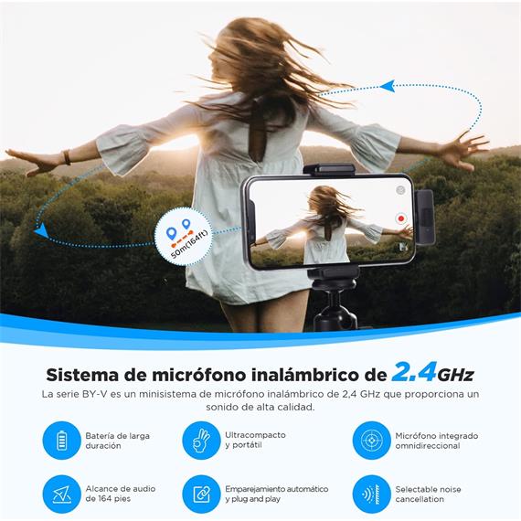 BOYA BY-V1 Micrófono Lavalier 2.4GHz Conexión Lightning