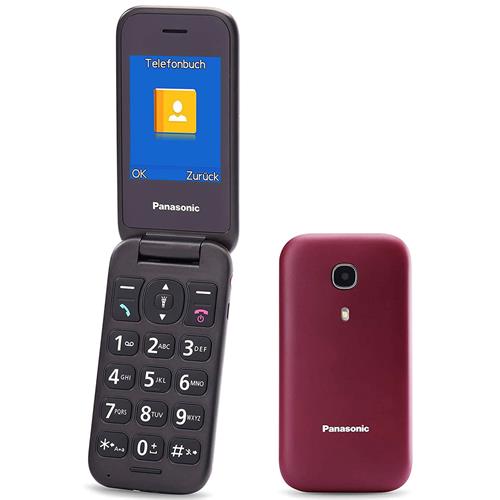Panasonic KX-TU400 Móvil para mayores con Botón SOS Granate