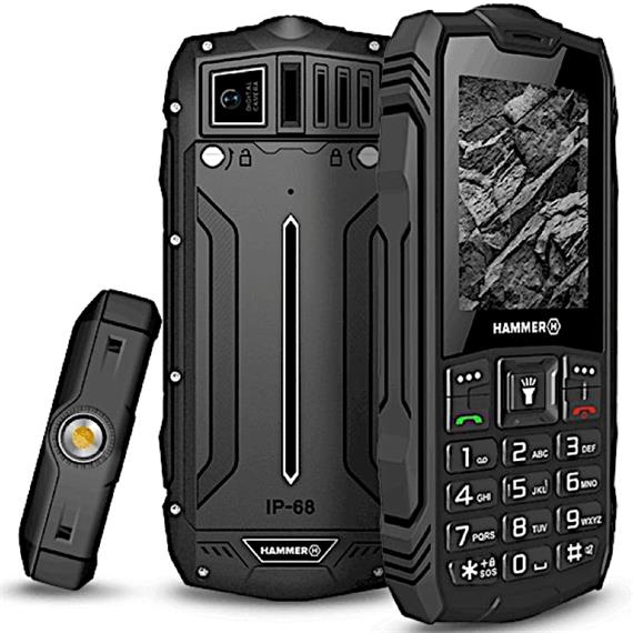 Hammer Rock 2G 2.4" Rugerizado IP68, Bluetooth y Linterna Negro
