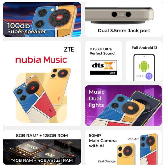 Zte Nubia Music 6,6" HD+ 4+4GB 128GB 5MP/50MP POP Art