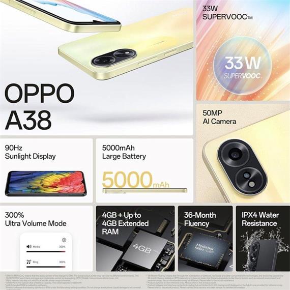 Oppo A38 6,56" HD+ 4GB 128GB 50MP/5MP Glowing Black