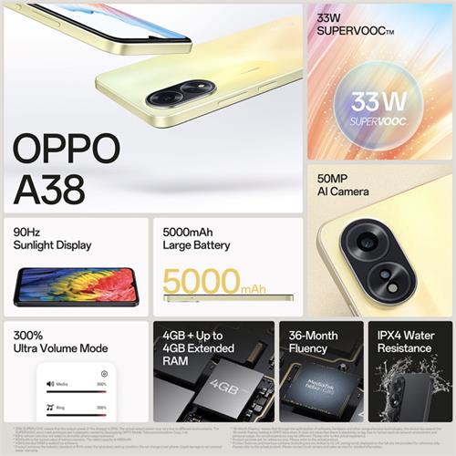 Oppo A38 6,56" HD+ 4GB 128GB 50MP/5MP Glowing Gold