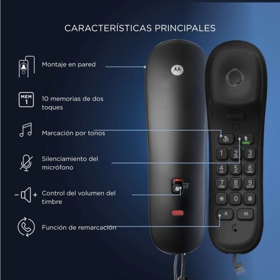 MOTOROLA CT50 TELÉFONO FIJO DE GÓNDOLA NEGRO