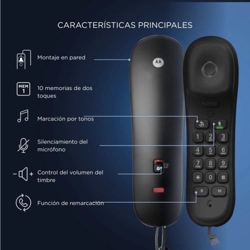 MOTOROLA CT50 TELÉFONO FIJO DE GÓNDOLA NEGRO