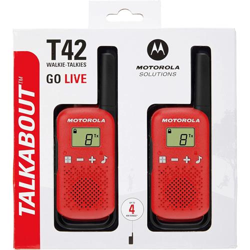 Motorola T42 Pack 2 Walkie Talkie con alcance 4km Rojo