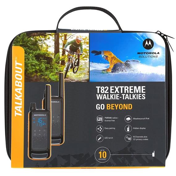 Motorola T82 Extreme Twin Walkie Talkies alcance 10KM Pack 2 Negro y Amarillo