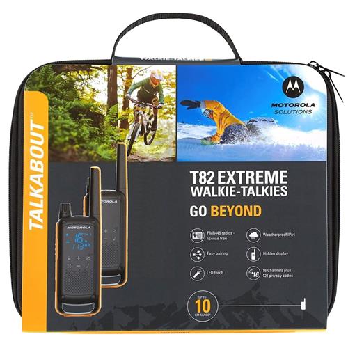 Motorola T82 Extreme Twin Walkie Talkies alcance 10KM Pack 2 Negro y Amarillo