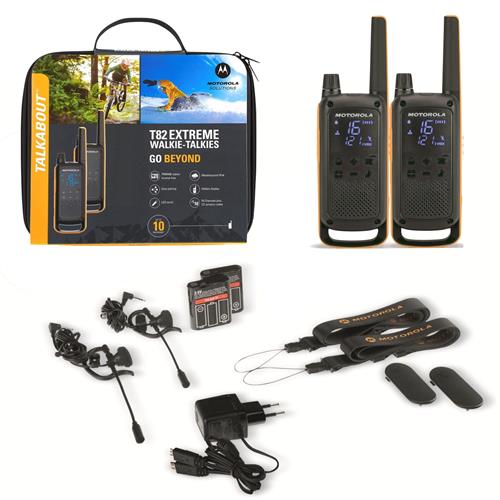 Motorola T82 Extreme Twin Walkie Talkies alcance 10KM Pack 2 Negro y Amarillo