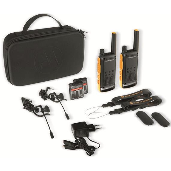 Motorola T82 Extreme Twin Walkie Talkies alcance 10KM Pack 2 Negro y Amarillo