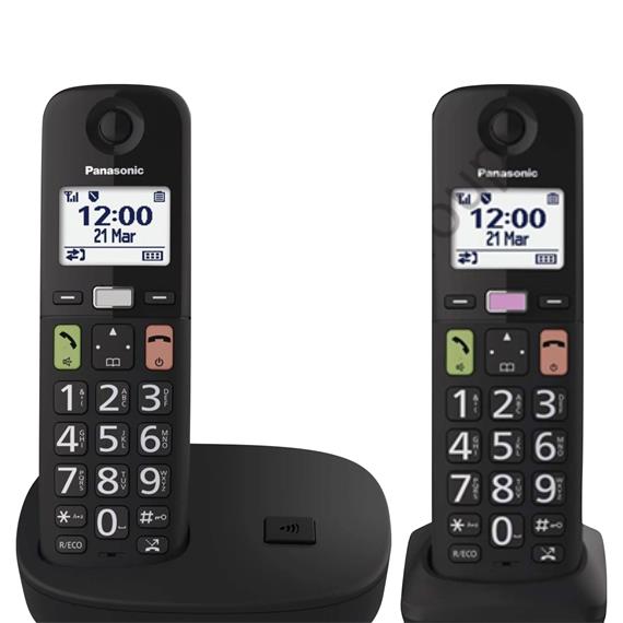 Panasonic KX-TGU112EXB Teléfono Inalámbrico Duo con Teclas Grandes Negro