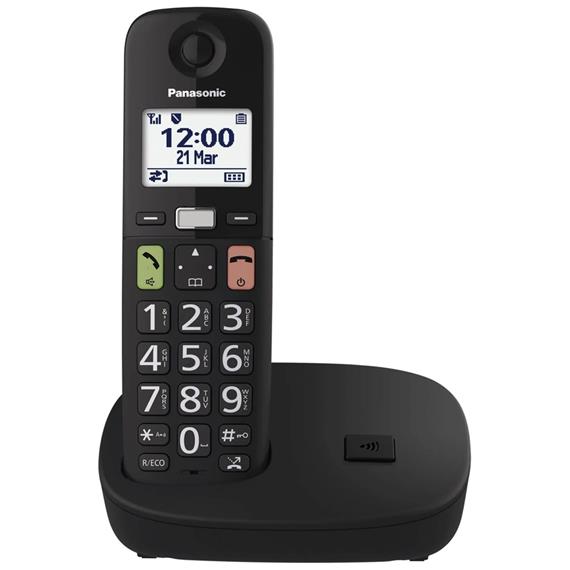 Panasonic KX-TGU112EXB Teléfono Inalámbrico Duo con Teclas Grandes Negro