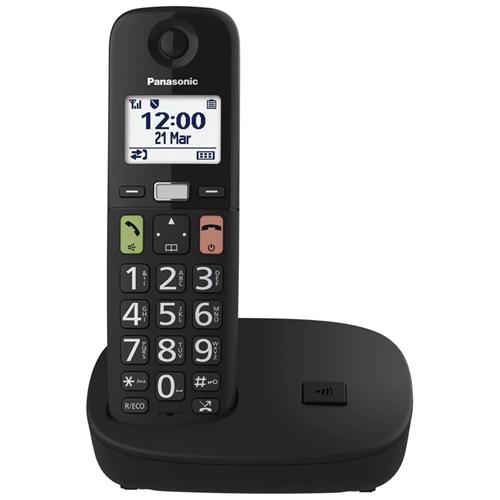 Panasonic KX-TGU112EXB Teléfono Inalámbrico Duo con Teclas Grandes Negro