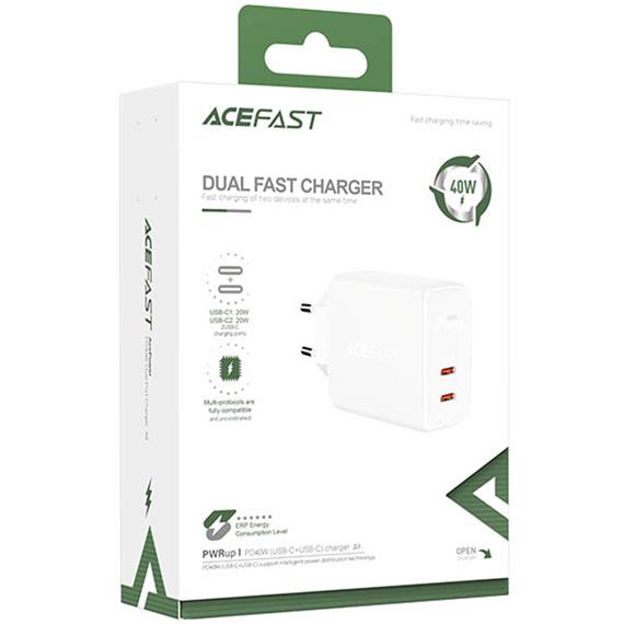 Cargador USB-C 40W Acefast A9 Blanco