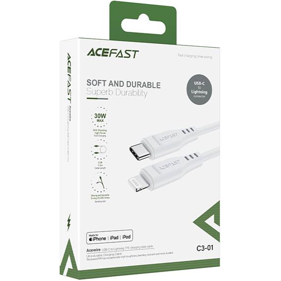 Cable USB-C a Lightning 1.2 metros 30W Acefast C3-01 Blanco