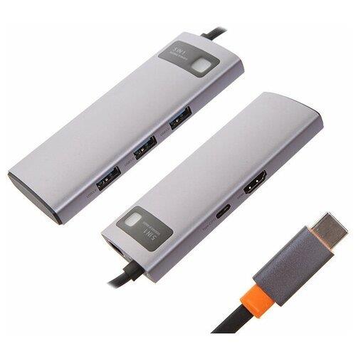 Adaptador USB-C 5-1 Baseus CAHUB-CX0G 3x USB 3.0 + HDMI + USB-C PD