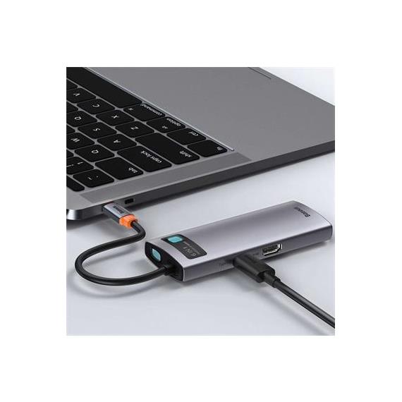 Adaptador USB-C 6-1 Baseus CAHUB-CW0G  3x USB 3.0 + HDMI + PD +  RJ45