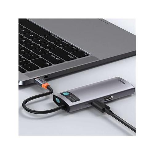 Adaptador USB-C 6-1 Baseus CAHUB-CW0G  3x USB 3.0 + HDMI + PD +  RJ45