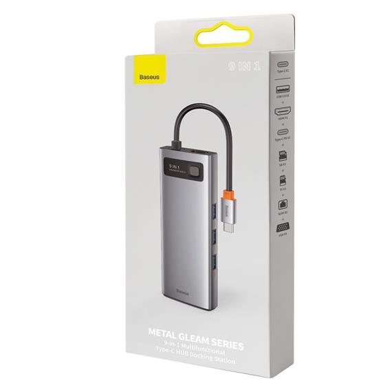 Baseus CAHUB-CU0G Hub 9-1 3x USB 3.0 + HDMI + PD + RJ45 + micro SD/SD + VGA