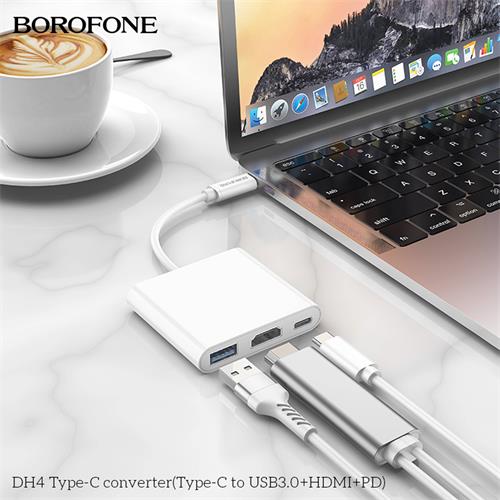 Borofone DH4 Adaptador Hub Usb-C a USB3.0 + HDMI + USB-C PD