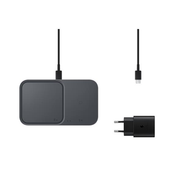 Cargador Inalámbrico 15W Samsung Duo Rápido (EP-P5400) + Cargador Gris