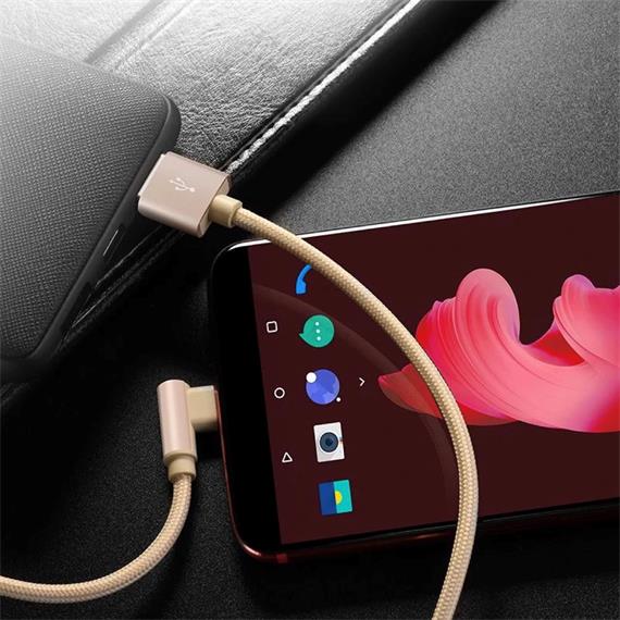 Cable USB a USB-C 1 metro 3 Amp Conexión 90º  Borofone BX26 Oro