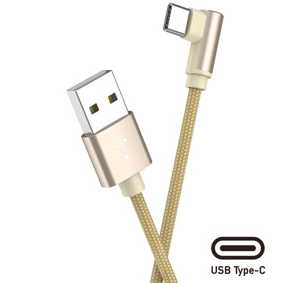 Cable USB a USB-C 1 metro 3 Amp Conexión 90º  Borofone BX26 Oro