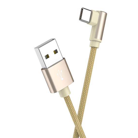 Cable USB a USB-C 1 metro 3 Amp Conexión 90º  Borofone BX26 Oro
