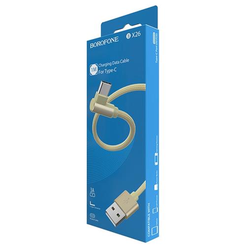 Cable USB a USB-C 1 metro 3 Amp Conexión 90º  Borofone BX26 Oro