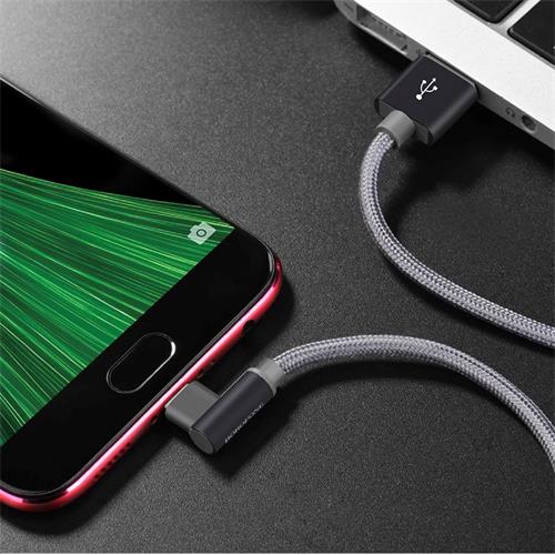 Cable USB a USB-C 1 metro 3 Amp Conexión 90º  Borofone BX26 Gris Metal