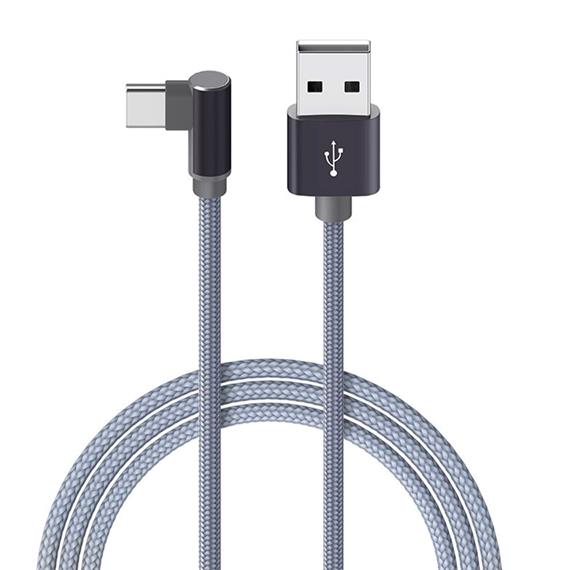 Cable USB a USB-C 1 metro 3 Amp Conexión 90º  Borofone BX26 Gris Metal