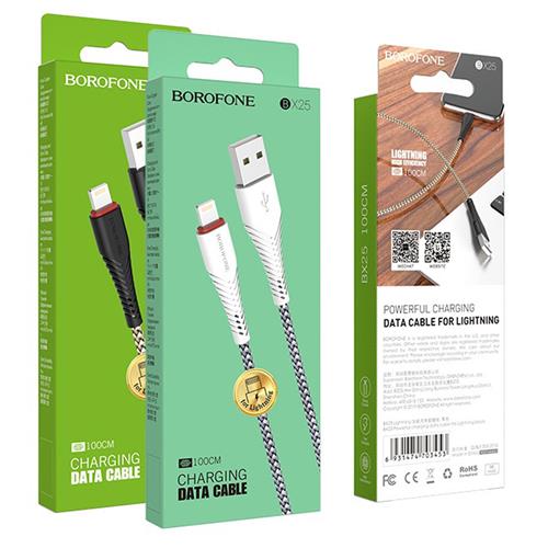Cable USB a Lightning 1 metro Borofone BX25 Cable Reforzado Blanco