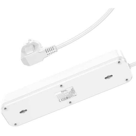 Hoco NS1 Regleta 4 Tomas con 2x USB 18w y USB-C 20w Blanco