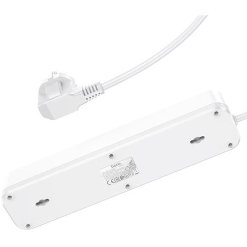 Hoco NS1 Regleta 4 Tomas con 2x USB 18w y USB-C 20w Blanco
