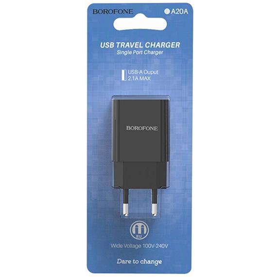Borofone BA20A Cargador EU (SIN CABLE) Negro