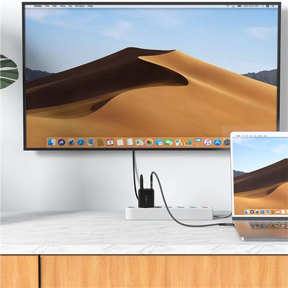 Cargador USB-C- USB y HDMI 65W+ Cable USB-C Acefast A17 Blanco